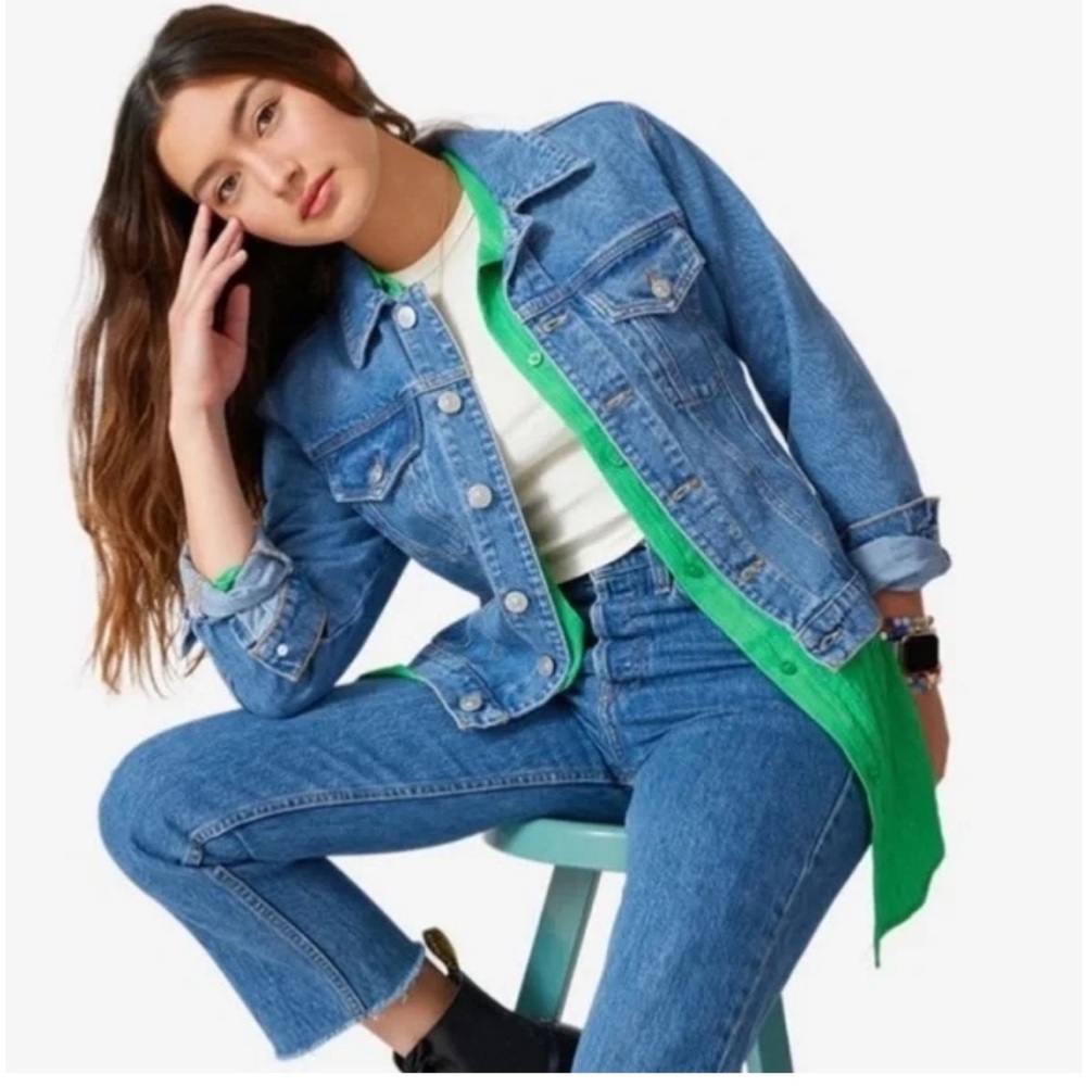 Hudson Denim Jacket Trucker Boyfriend Utility Button Up Pockets NWT S/M